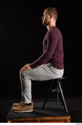 Whole Body Man White Shoes Sweatshirt Trousers Slim Sitting Studio photo references